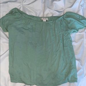 Off the shoulder green top